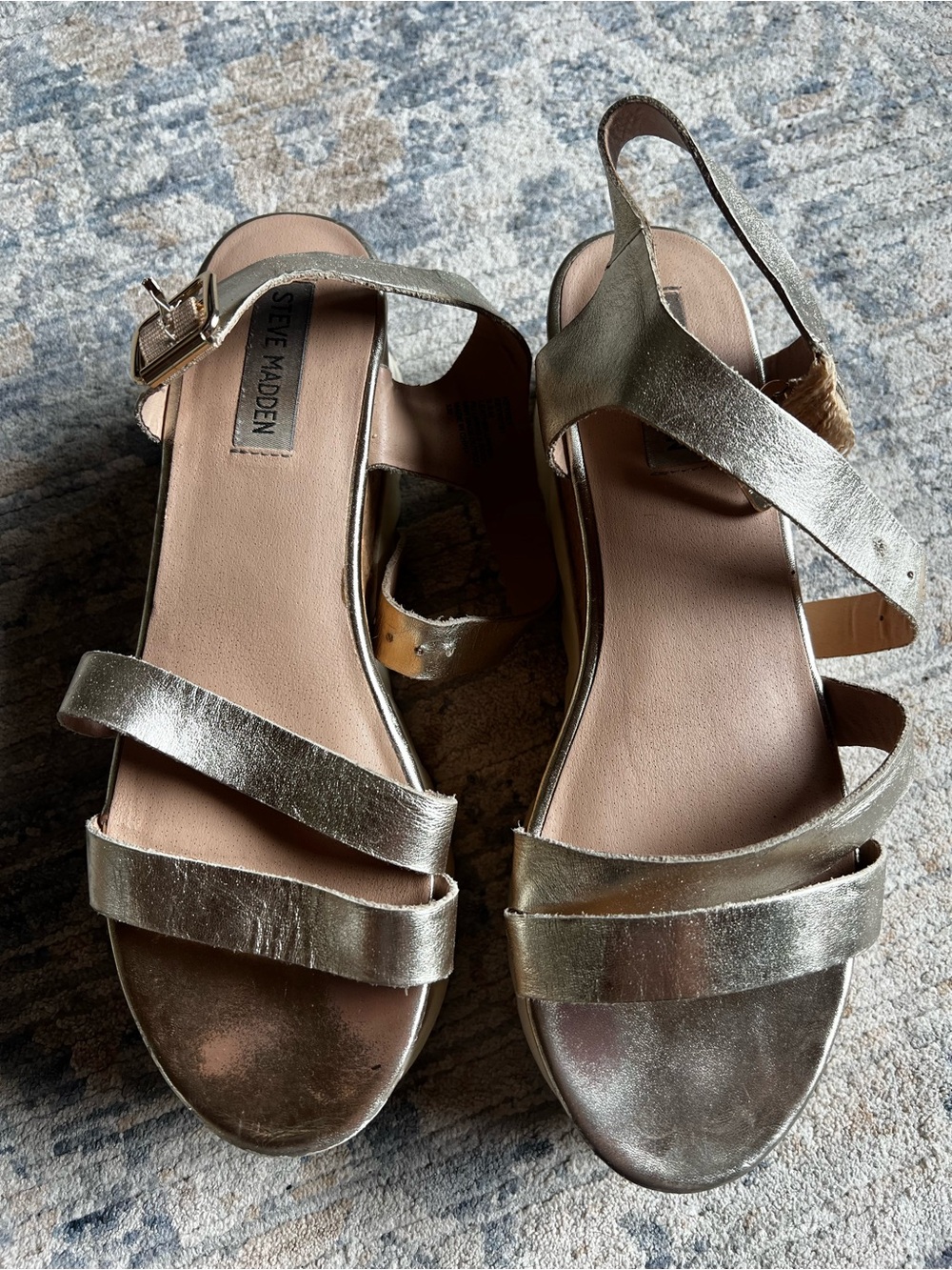Steve Madden Gold Metallic Strappy Slingback Sandals - 9.5
